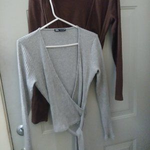 ZARA YOGA or DANCE WRAP KNIT CROP TOPS, ANYONE? 2 for 15$ Size L